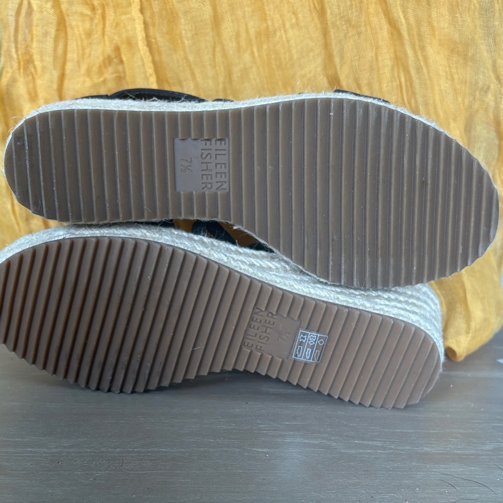 Eileen Fisher WANDA Black Strappy Espadrille Wedge Sandals - 7 1/2 NWOB - Picture 6 of 9